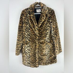 Leopard Print Faux Fur Coat target size XS